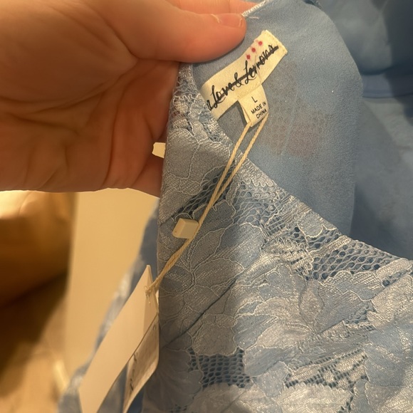 FOR LOVE & LEMONS Kate Mini Floral Dress large NWT blue lace open back revolve - Picture 12 of 13